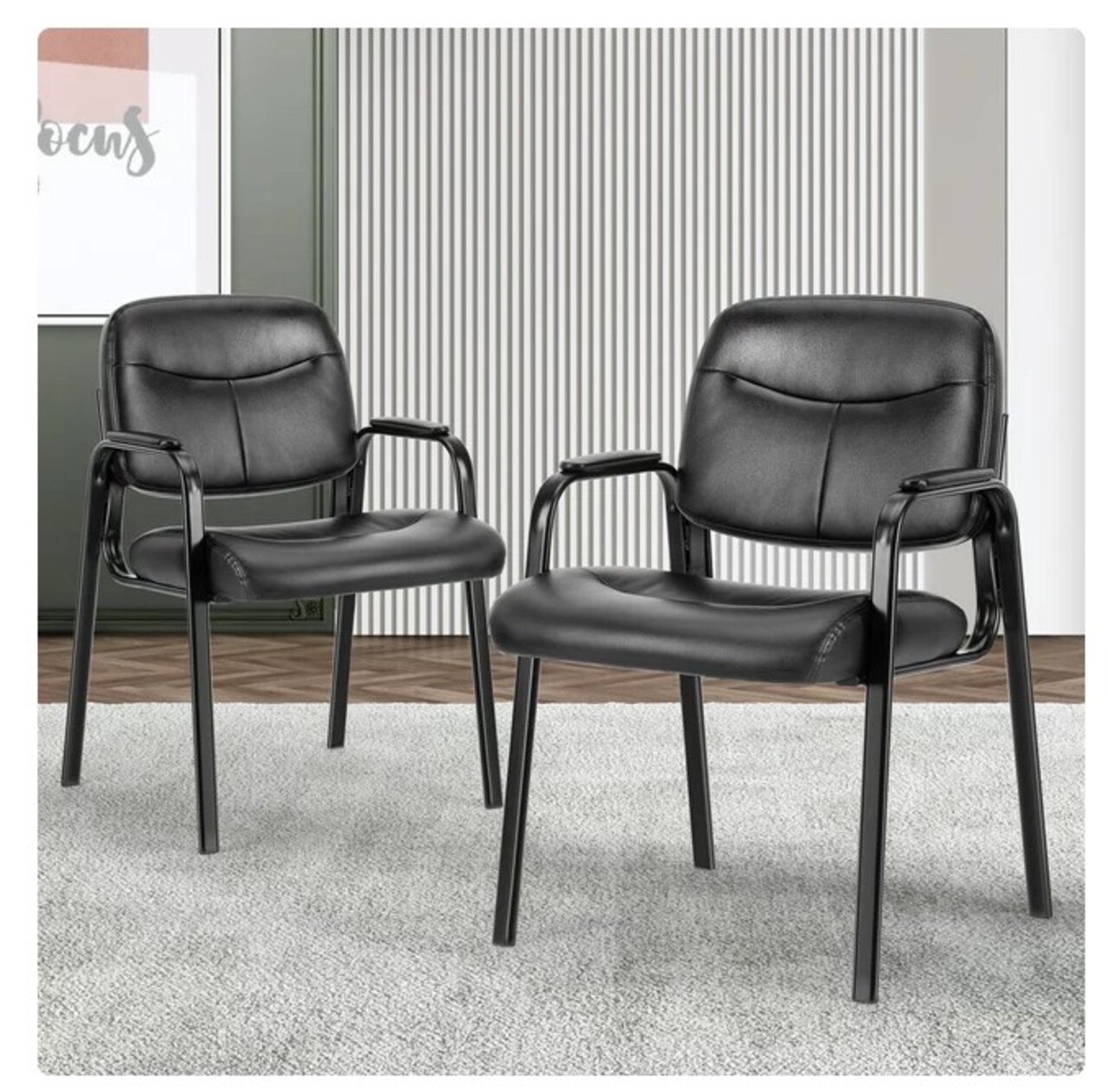 Two cozy and sturdy waiting room chairs that are ideal for offices, clinics, and lounges for visitors and clients